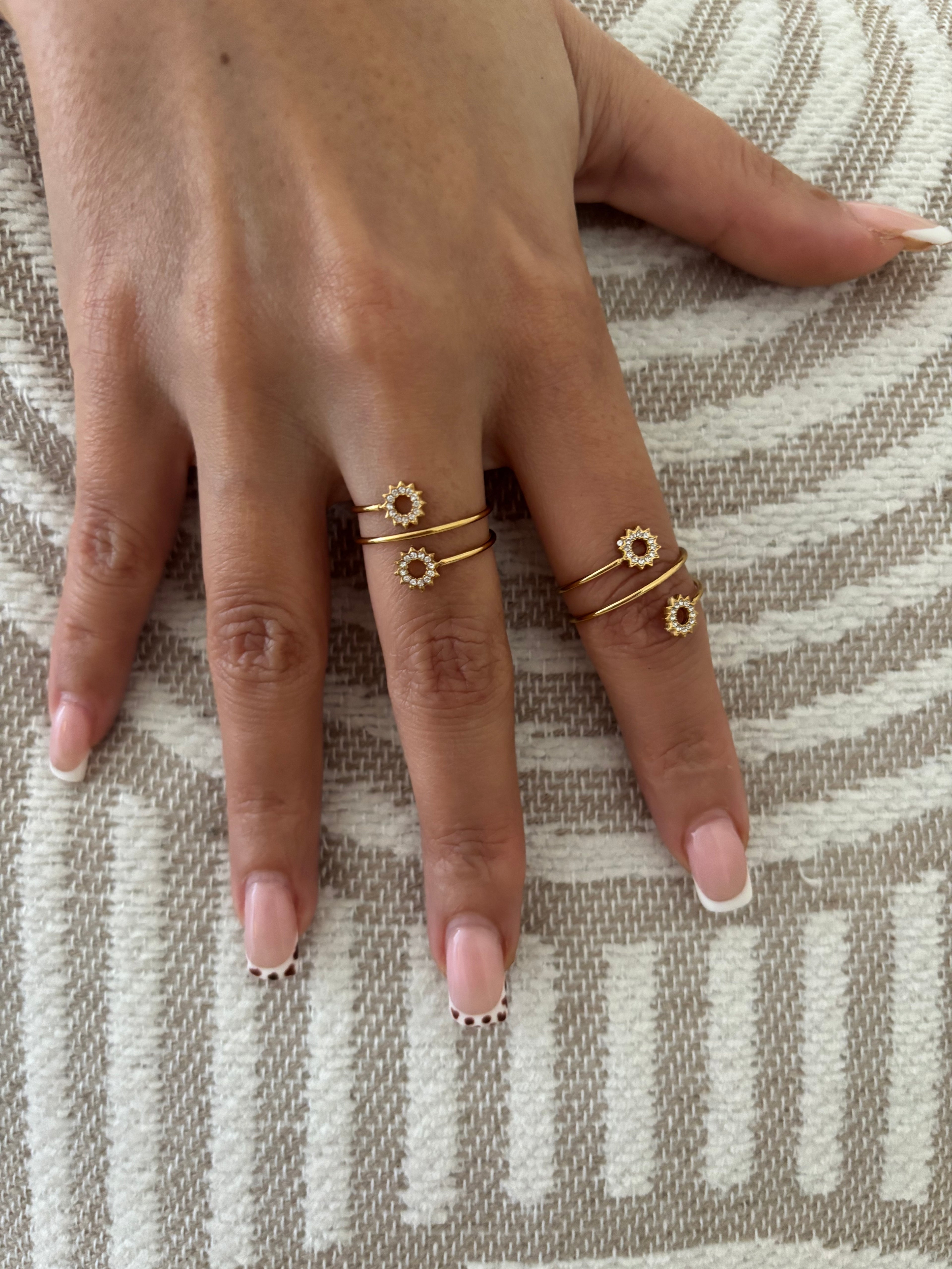 Soleil – Bague Double Dorée acier inoxydable