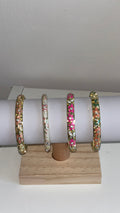 Bracelet Alia - clip fermoir fleurs colorées en acier